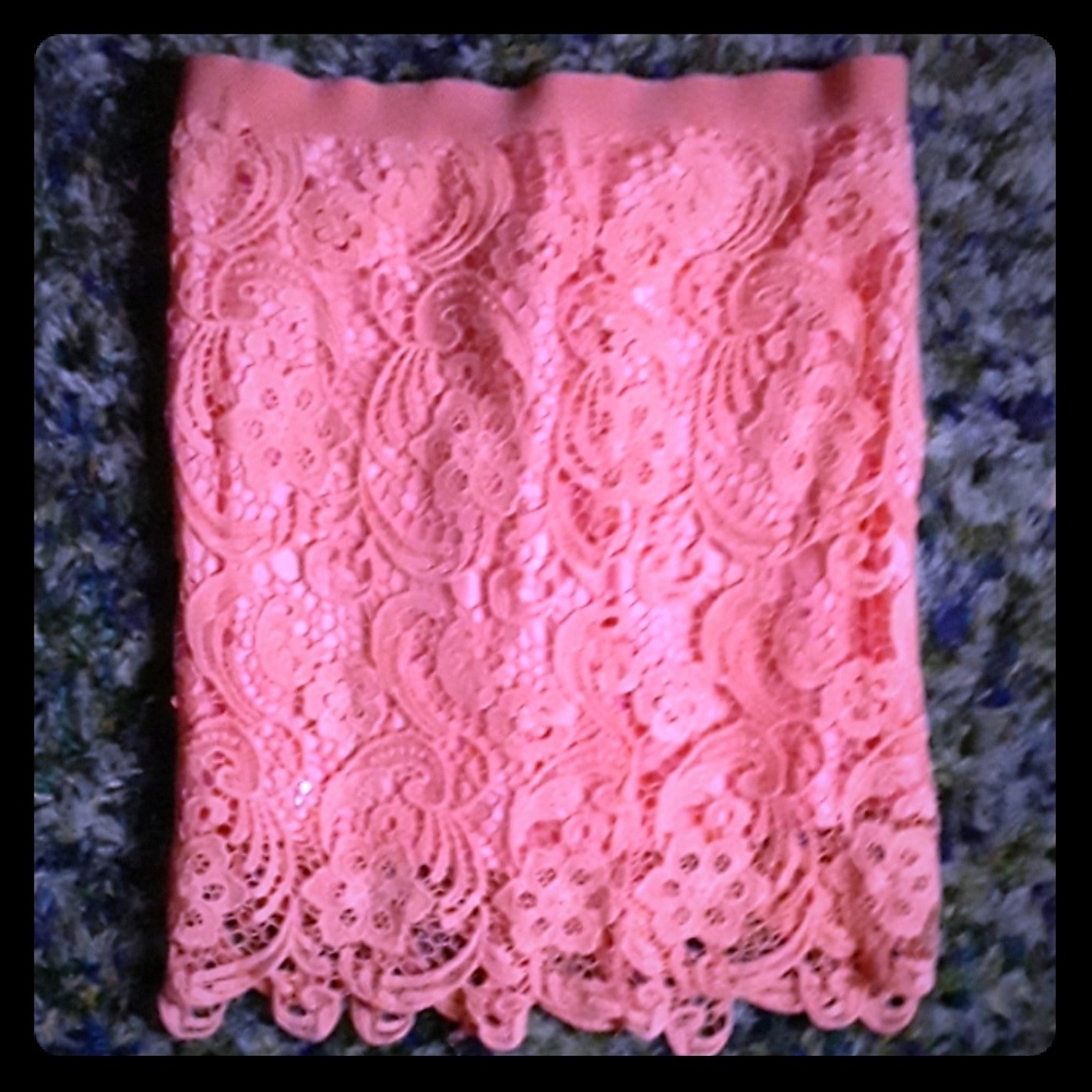 Sexy orange  lace mini skirt size medium
